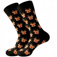 Vente en gros de chaussettes en coton pour hommes d'hiver, chaussettes de Noël amusantes à motifs de dessins animés, chaussettes mi-mollet pour hommes, ensembles cadeaux
