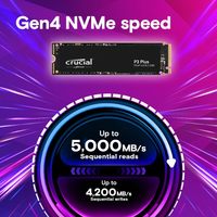 قرص صلب داخلي Crucial P3 Plus بسعة 1 تيرابايت للكمبيوتر المحمول، PCIe Gen4 3D NAND NVMe M.2، سرعة قراءة/كتابة 501-600 ميجابايت/ثانية، هيكل من سبائك الألومنيوم، 2.5 بوصة، 5400