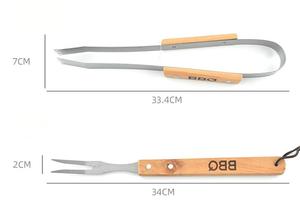 Vente en gros BBQ Acier inoxydable Grill Trois ensembles Manche en bois Fourchette <span class=keywords><strong>Mini</strong></span> <span class=keywords><strong>Pelle</strong></span> Clip - Product Image 2
