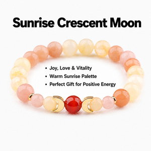 Nueva Llegada Transfronteriza: Pulsera de Cuentas de Piedra Natural Vintage para Hombre, Amatista, Piedra del Sol, Ágata Roja, Forma de Luna, Regalo para Yoga y Meditación - Product Image 3