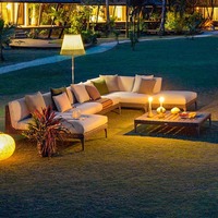 Ensemble de canapés modulaires d'extérieur en rotin PE, structure en aluminium, coussins imperméables pour patio, cour, villa, jardin, mobilier de salon