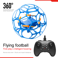 Drone RC JUNRONG, avion télécommandé en forme de ballon de football, mode anti-étranglement avec lumière LED, quadricoptère de football télécommandé pour enfants et adultes