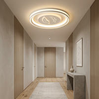 Nouvelle lampe contemporaine à motif feuille avec anneaux circulaires superposés et flux d'air réglable pour un confort efficace dans le salon