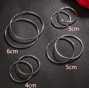 Plain Silver Plated Wire <strong>Hoop</strong> <strong>Earrings</strong> - Product Image 3