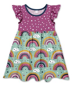 Vestido de Niña con Diseño Personalizado de Patrón de Pez Arcoíris, Vestido con Mangas de Ángel y Perlas - Product Image 4