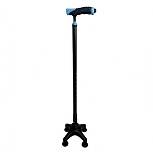 Walking Stick Aluminum Alloy Telescopic Four Section Rubber Tip Dark Blue Multifunctional Outdoor Use - Product Image 1