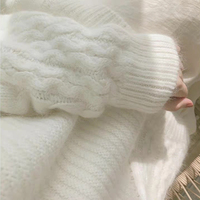 Hiver Français Niche Design Fabricant de vêtements Loose V-neck Temperament Mid-length Sweater Mesh Skirt Knitted Two-piece Set