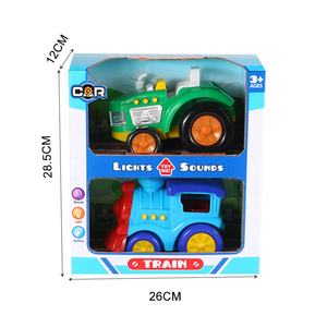 Lot de 2 voitures de <span class=keywords><strong>dessin</strong></span> <span class=keywords><strong>animé</strong></span>, tracteurs agricoles et trains, véhicules à friction en plastique avec sirène lumineuse, jeux en plein air pour enfants, aventures amusantes. - Product Image 6