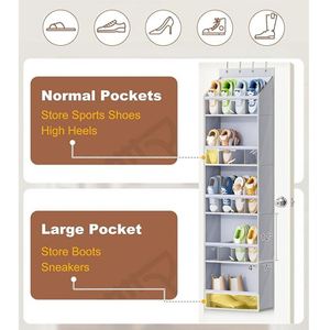 Over the Door Shoe Organizer for Closet <b>Large</b> Clear Pockets Hanging Shoe for Door Hanger Boot Holder Storage - Product Image 4