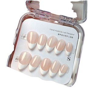 <span class=keywords><strong>Faux</strong></span> ongles français roses faits à la main longs ongles artificiels en acrylique ABS à presser <span class=keywords><strong>prix</strong></span> de gros application de doigt - Product Image 1