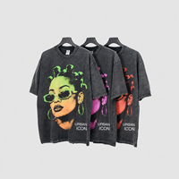 T-shirt Homme Oversize en Coton Délavé à l'Acide, Épaules Tombantes, Imprimé Graphique, Streetwear, Logo Personnalisé, Haute Qualité, Vente en Gros