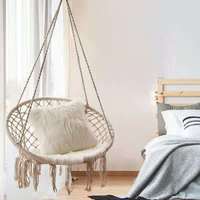 Chaise suspendue en rotin macramé, balançoire 1 pièce, style Boho, facile à transporter, pour intérieur ou extérieur, Patio, véranda, jardin, balcon