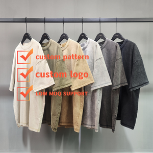T-shirt 100% Cotone Lavato Stile Streetwear Vintage Oversize con Spalle Cadenti Personalizzabile Stampa di Alta Qualità Pesante da Uomo - Product Image 1