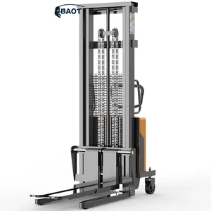 Semi Electric Pallet Stacker offers horizontal transportation and vertical stacking