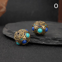 Vente en gros 15mm cuivre Micro pavé népal cuivre fait à la main bricolage perle en vrac avec bijoux accessoires pièces perles d'espacement