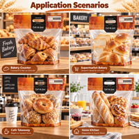 Sac à pain grillé avec poignée et fond à soufflet, en PET et CPP laminé, de qualité alimentaire, avec trous d'aération, pour boulangerie et supermarché, vente en gros en vrac