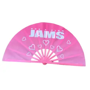 Portable Hand Held Folding Fan Pink Custom Printed Plastic Folding Wedding Fans Personalized Custom Printed Logo Folding Fan