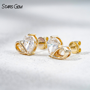 Lab Diamond <b>Earrings</b> 10K Gold Pear Cut 1.35CTW DEF Color VS Clarity Lab Grown Diamond Stone <b>Stud</b> <b>Earrings</b> - Product Image 5