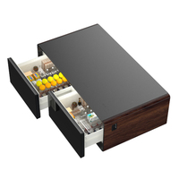 Table basse intelligente 135L avec réfrigérateur à vin intégré, chargeur sans fil, haut-parleur musical, lumière LED et panneau de commande tactile – Vente directe usine