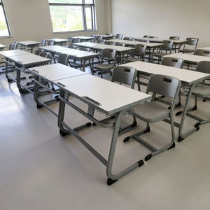 Ensemble de bureau et chaise double pour étudiants, moderne, réglable, en métal, pour salle de classe primaire et salon - Product Image 4