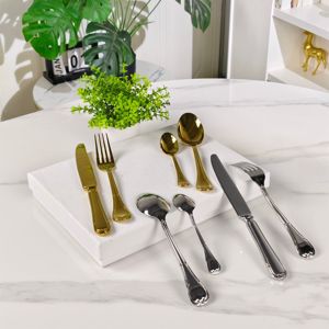 Ensemble de couverts classique en acier inoxydable doré de 24 pièces pour cadeau, mariage, fête - Product Image 5