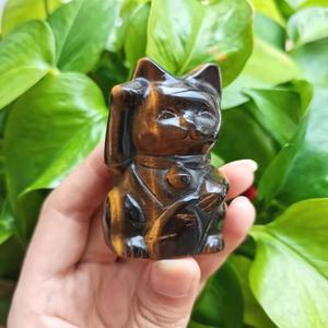 Piedra tallada a mano Natural, Gema de la suerte, Ojo de tigre amarillo, escultura de estatua para regalo - Product Image 2