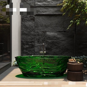 Bañera de resina transparente Cristal de color Hogar Independiente Pequeño Plano Fino Borde Ganso Círculo Bañera - Product Image 6
