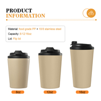 Conception de couvercle rabattable classique 8oz 12oz tasses réutilisables tasse à café isolée en acier inoxydable pour le marché du Moyen-Orient