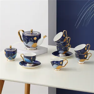 Suojiaben — autocollants cadeau moderne, poignée dorée, ensemble de tasses de thé, d'après-midi anglais, en céramique chinoise, 15 pièces