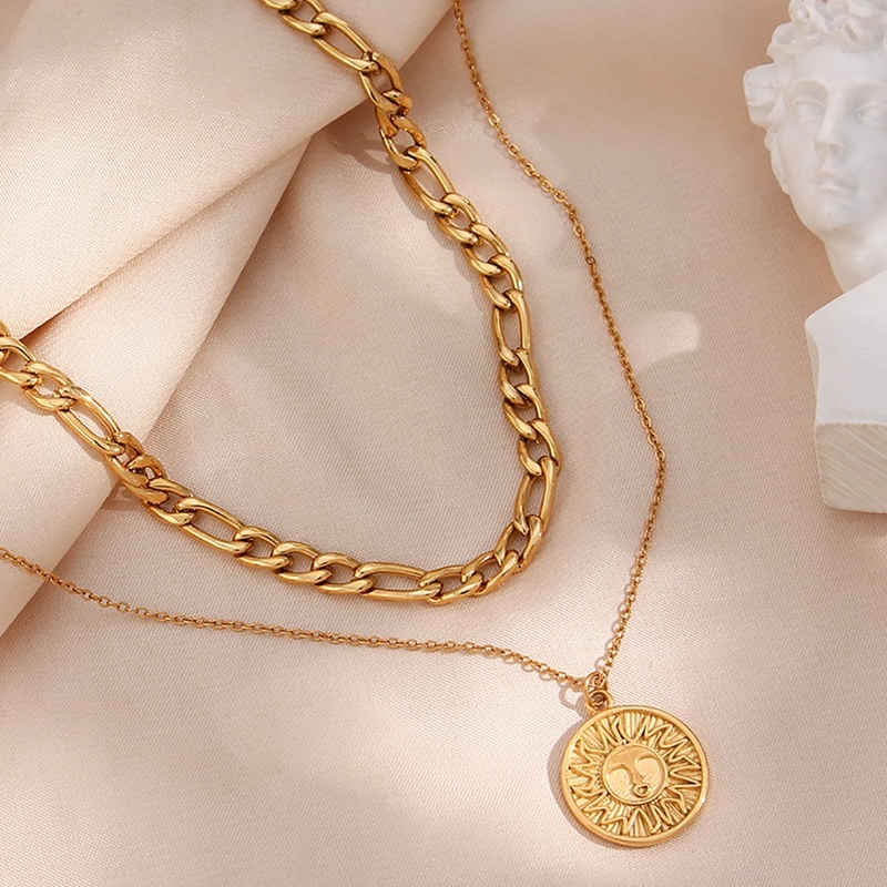 Stacked Necklace Set Enamel Square Checkered