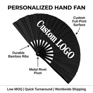 Abanico de Mano Chino de Bambú, Regalo, Dorado y Plateado Brillante, Abanico Japonés de Bambú y PVC Personalizado para Cosplay - Product Image 2