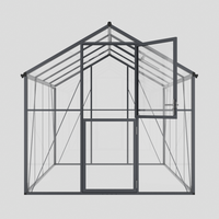 8'x6'ft Kit de serre de jardin en cristal à cadre en métal moderne et écologique Porte à charnière simple Assemblage facile Ventilation d'arrière-cour pour la maison