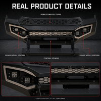 Pare-chocs avant tout-terrain spécifique au véhicule pour Isuzu DMAX 2021, en acier carbone noir, avec insert en maille et crochets de remorquage
