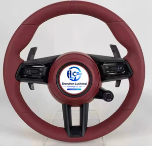 Volant en carbone tissé brillant, cuir Nappa doux pour la peau, plusieurs couleurs de surpiqûres personnalisées pour <span class=keywords><strong>Porsche</strong></span> - Product Image 4