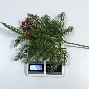 <b>Artificial</b> French Pine Branch With Red Berries 11 Mesh Single <b>Stem</b> Realistic Christmas Decoration For Home Indoor Use - Product Image 3