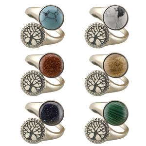 El diseño del anillo del árbol <span class=keywords><strong>de</strong></span> <span class=keywords><strong>la</strong></span> <span class=keywords><strong>vida</strong></span> <span class=keywords><strong>de</strong></span> cristal natural se siente pequeño y <span class=keywords><strong>de</strong></span> lujo Anillo <span class=keywords><strong>de</strong></span> apertura ajustable Joyería - Product Image 5