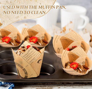 Tulipe Cupcake Liner <span class=keywords><strong>journal</strong></span> imprimé <span class=keywords><strong>papier</strong></span> sulfurisé Muffin Wrapper résistant à la chaleur gâteau cuisson tasse pour les fournitures de fête de mariage - Product Image 3