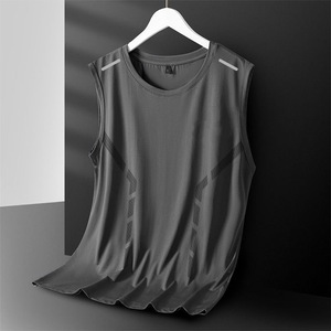 BOTTCOOLA 2025 gilet en soie glacée pour hommes en été à séchage rapide maille <span class=keywords><strong>sans</strong></span> manches T-<span class=keywords><strong>Shirt</strong></span> <span class=keywords><strong>grande</strong></span> <span class=keywords><strong>taille</strong></span> hommes ample Sport Camisole - Product Image 5