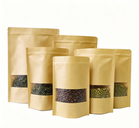 Sachet Doypack 100% Biodégradable en Papier Kraft et PLA avec Fermeture Zip et Fenêtre, Impression Numérique pour Emballage Alimentaire (Thé & Café)