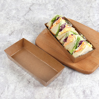 Boîtes à sandwich en papier de luxe naturel, boîtes à hamburger, boîtes à gâteaux tiramisu, boîtes à gâteaux aux haricots mungo avec couvercle transparent