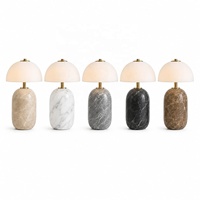 Lampe de table en galets de marbre naturel, dôme en verre opale, base en pierre multicolore, décoration de chambre à coucher E26