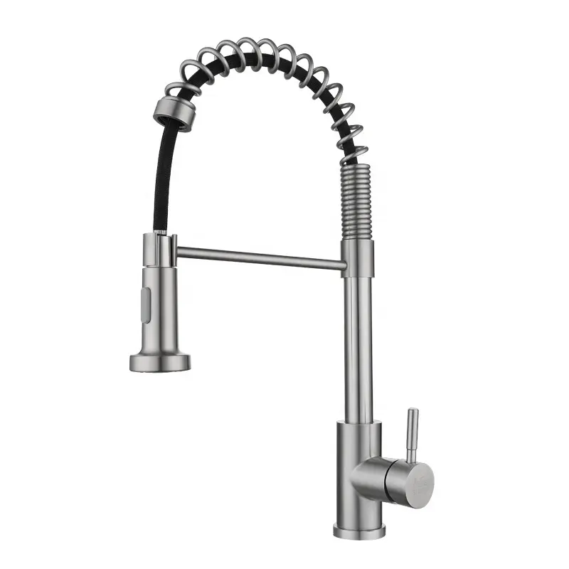 Grifo de agua de cocina de extensión de acero inoxidable SUS304, grifos mezcladores fríos y calientes, grifo de cocina de resorte