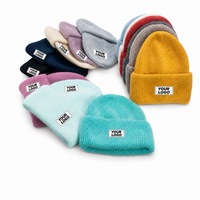 Bonnet en fausse fourrure personnalisé avec logo, tricot côtelé, bonnet d'hiver à revers, doux et chaud, multicolore, unisexe, motif lettres, vintage, vente en gros, OEM