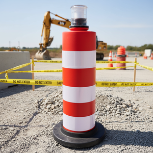 ROADSAFE Original con Luz LED de Advertencia Roja, <span class=keywords><strong>Barrera</strong></span> Delimitadora de Tráfico Flexible y Removible, Tambor de Tráfico, Poste, Delineador - Product Image 2