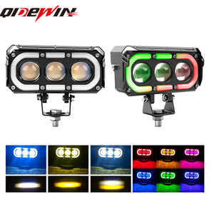 ไฟสปอร์ตไลท์มอเตอร์ไซค์ 3 ดวง RGB สีขาวเหลือง สองสี วัสดุอลูมิเนียมอัลลอยด์ พร้อมเลนส์โปรเจคเตอร์ด้านหน้า สำหรับการติดตั้งเพิ่มเติมและอัปเกรด - Product Image 4