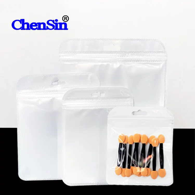 Túi Nhựa Ziplock Trắng Túi Bao Bì Trắng Cho Phụ Kiện Túi Nhựa Rõ Ràng Phía Trước Với Túi Zip Trong Suốt