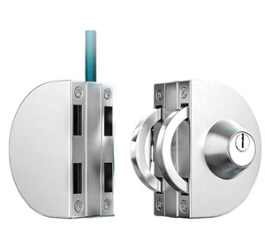 AC-L776 commercial <span class=keywords><strong>Double</strong></span> porte en <span class=keywords><strong>verre</strong></span> Serrure centrale Serrure de porte coulissante en <span class=keywords><strong>verre</strong></span> sans cadre Serrure de <span class=keywords><strong>verre</strong></span> à mur - Product Image 1