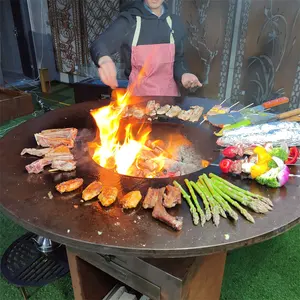 Personalizzare accessori per Barbecue a carbone forno per Pizza in acciaio Corten fuoco griglia per Barbecue