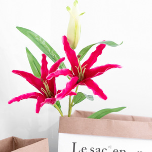 Ramo de Lirios Artificiales de Seda, Alta Simulación, Decoración de Interiores, Arreglo para Jarrones de Boda - Product Image 4