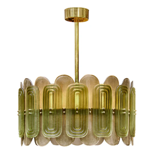 <span class=keywords><strong>Lustre</strong></span> <span class=keywords><strong>Art</strong></span> Déco en verre de Murano vert et fumé avec source de lumière LED, structure en fer, taille moyenne - Product Image 2